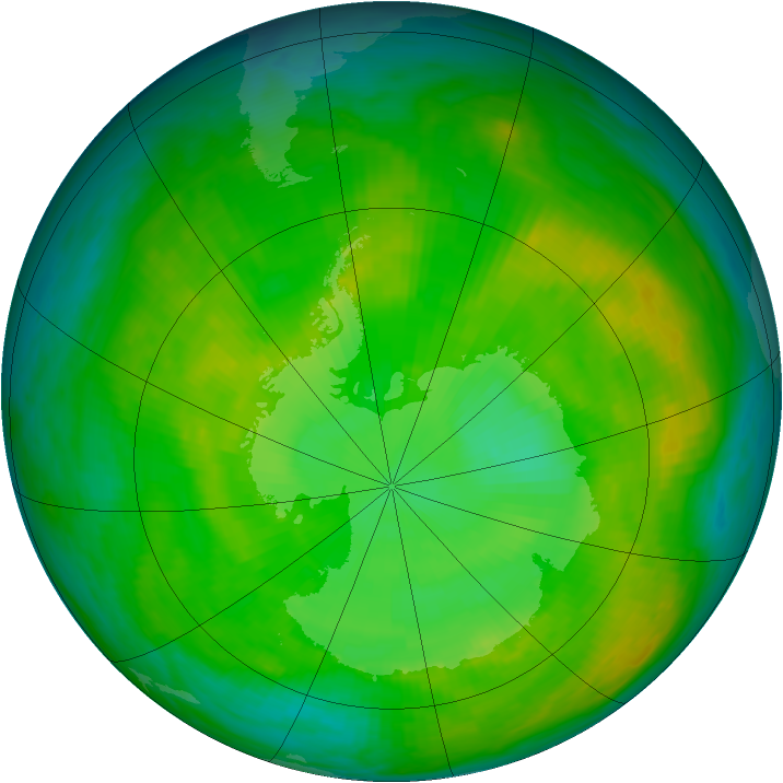 Antarctic ozone map for 27 December 1980
